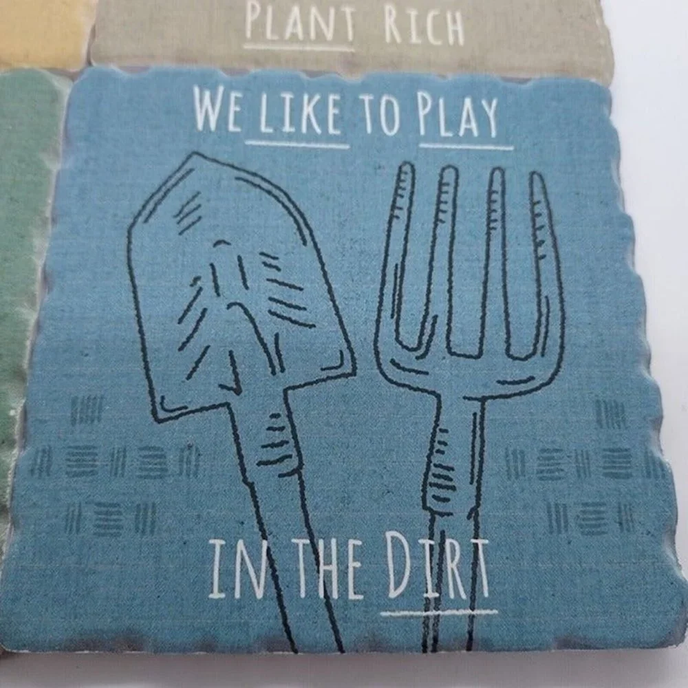 Jess Aiken Gardening Funny 4 Coaster Ceramic Cork Back home grown‎ cottagecore